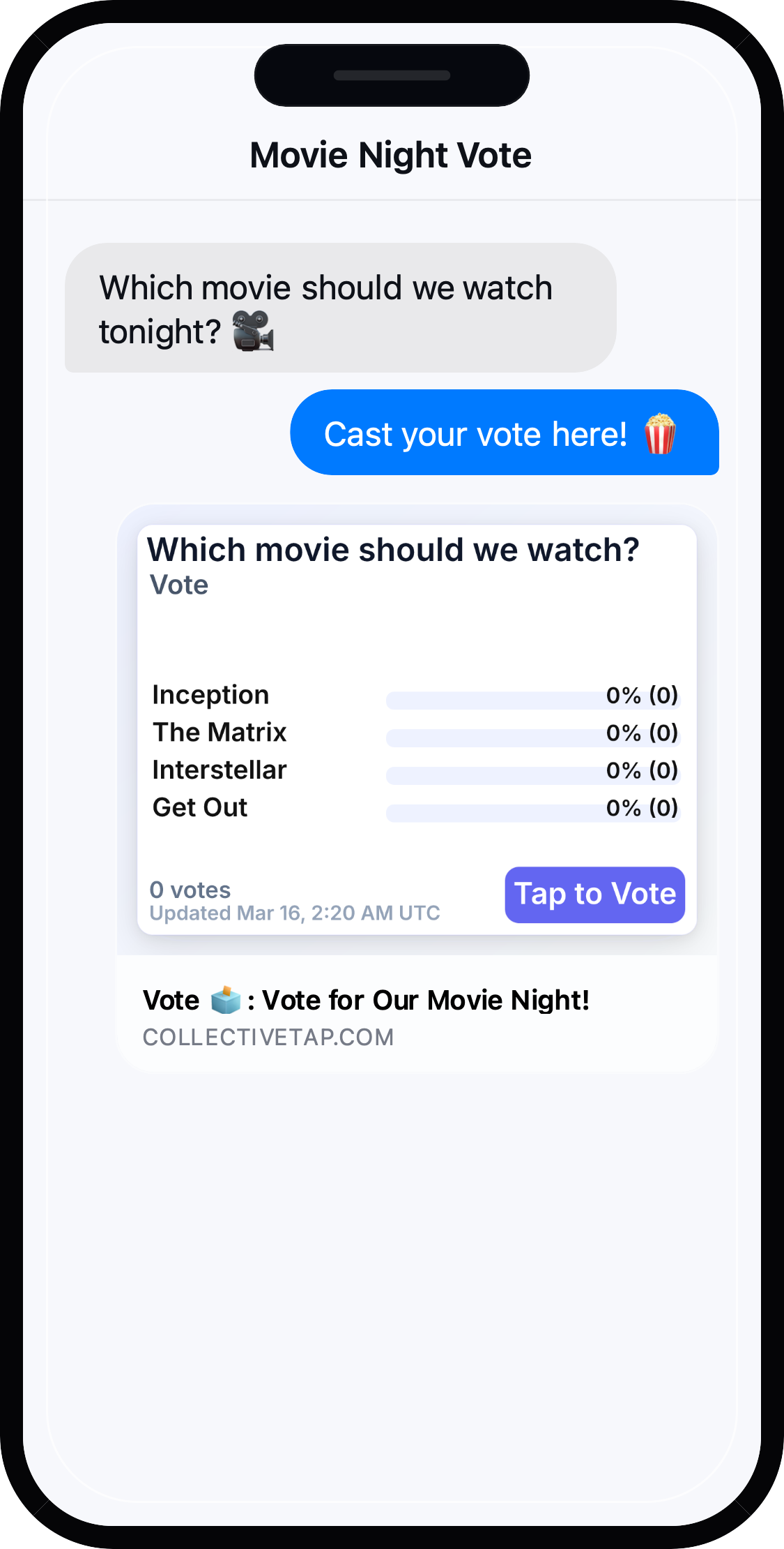 CollectiveTap demo screenshot showing a second shared coordination flow