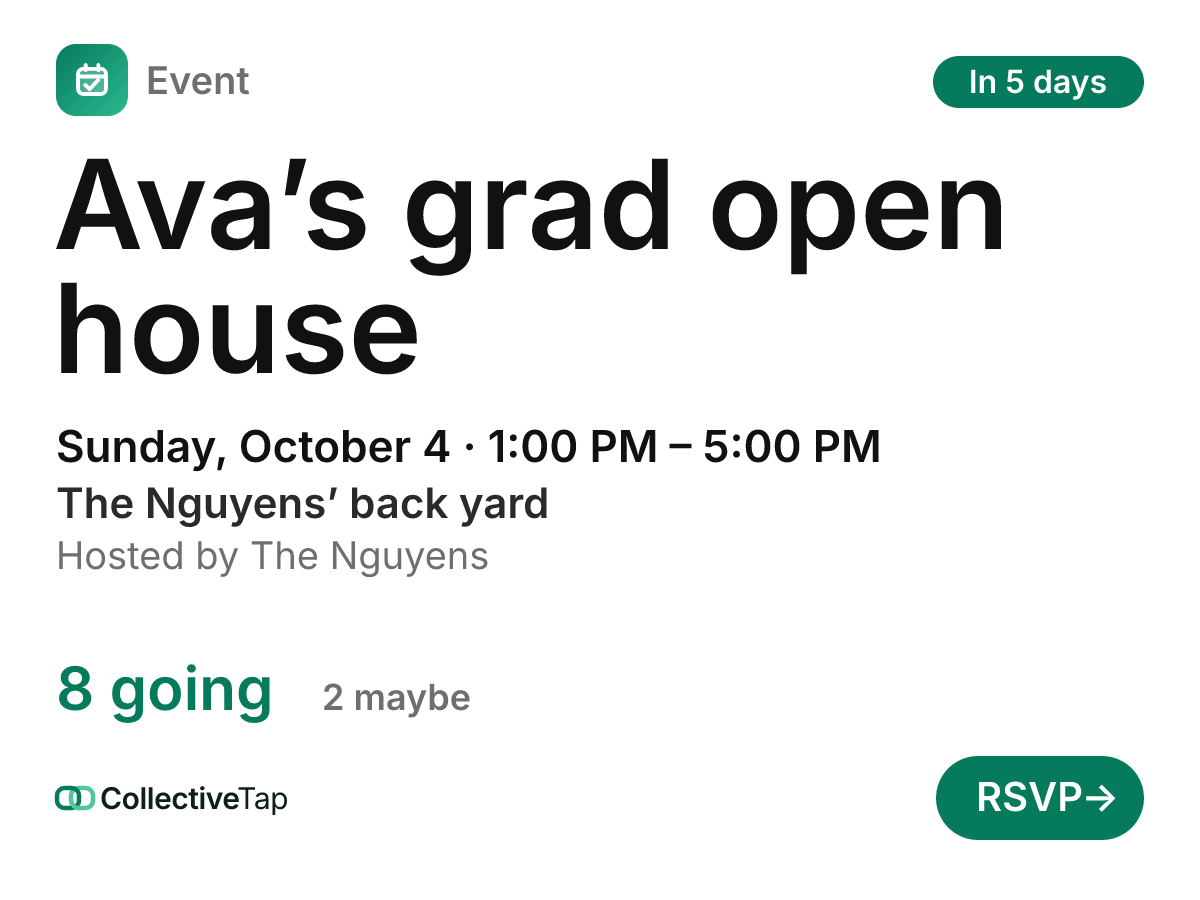 The graduation card: Ava’s grad open house