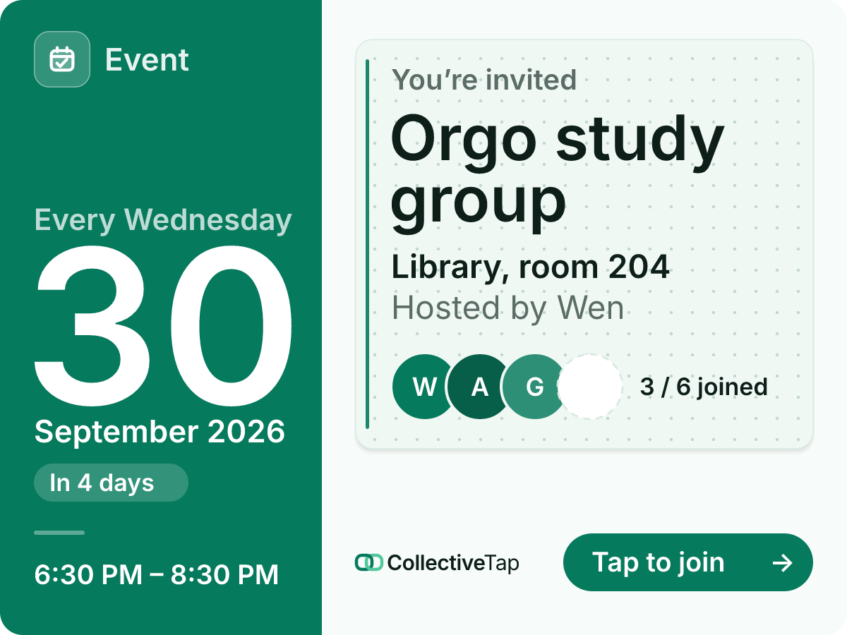 The study group card: Orgo study group
