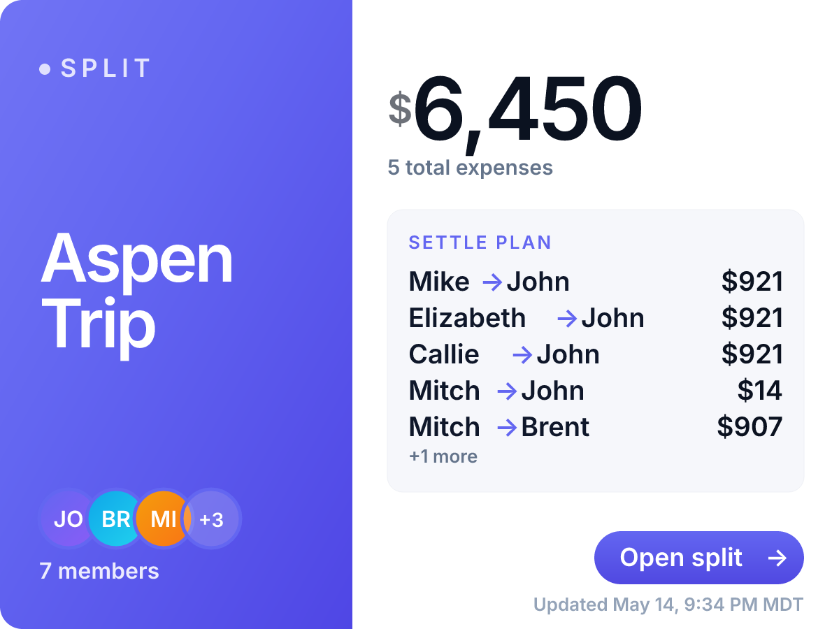 iMessage preview of a CollectiveTap Split link